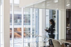 Businesswoman standing in a conference room