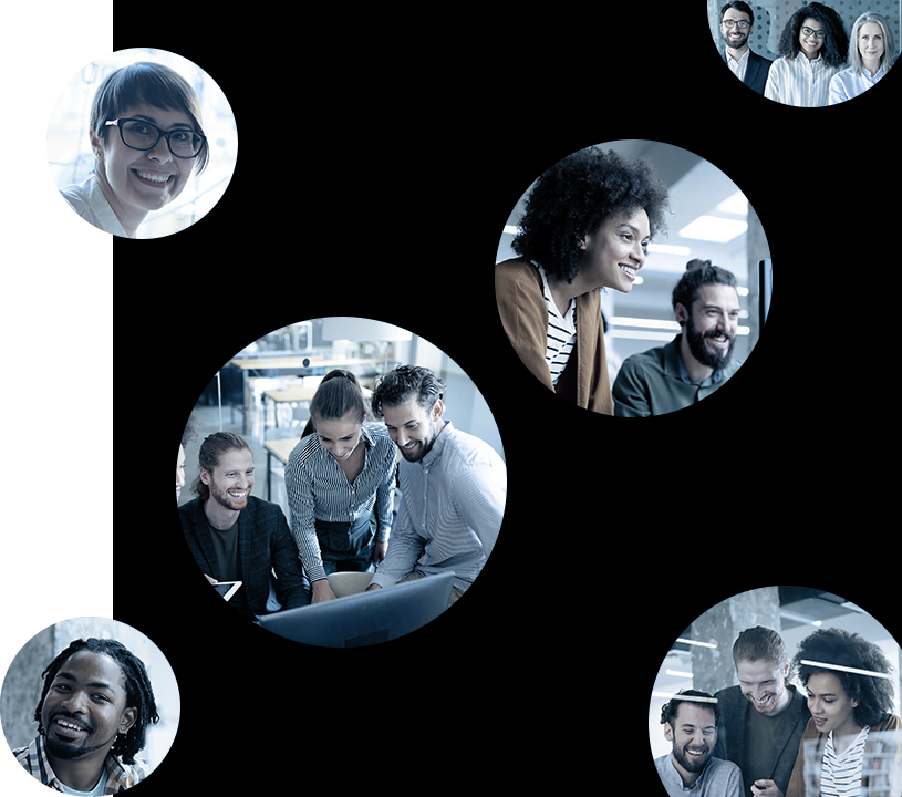 a group of people in a circle